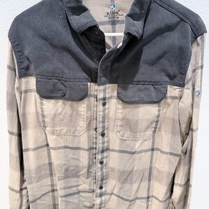 Kuhl Men's Gray and Tan Plaid Shirt Jacket